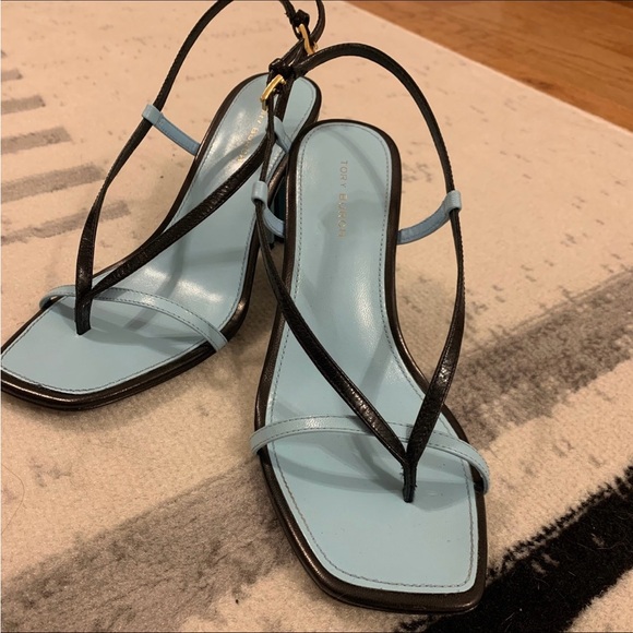 Tory Burch Black and Blue Strap Heels - Picture 11 of 12